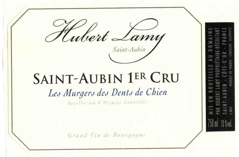 Domaine Hubert Lamy Saint Aubin 1er cru Murgers dents de chien 2023